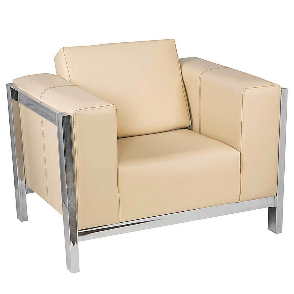 Sillón de pana beige - Bjorn - Sofá de 1 plaza, recto con patas de metal